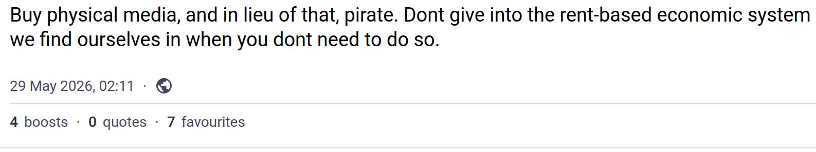 Buy physical media, and in lieu of that, pirate. Dont give into the rent-based economic system we find ourselves in when you dont need to do so.